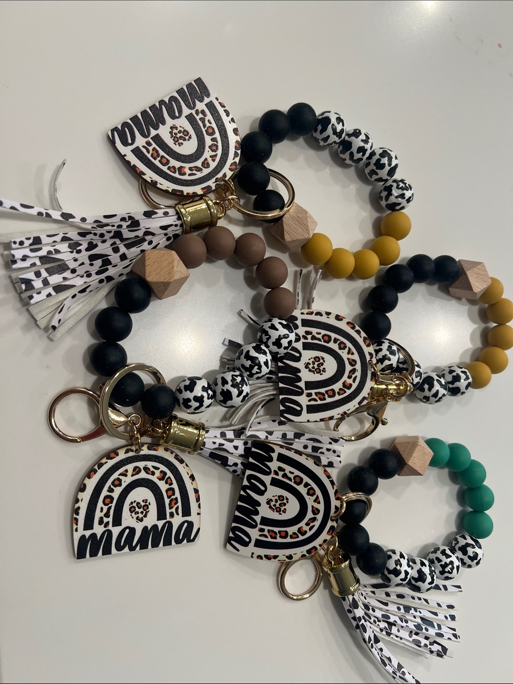 Reseller Bundle of Mama Beaded Keychain Wristlet with Tassel (4)